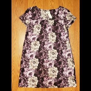 NWT Loft Purple and Gray Floral Dress